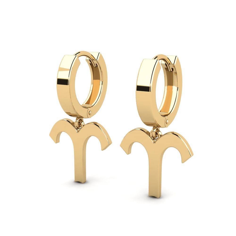 14k Oro Amarillo Pendientes Gaula - Aries