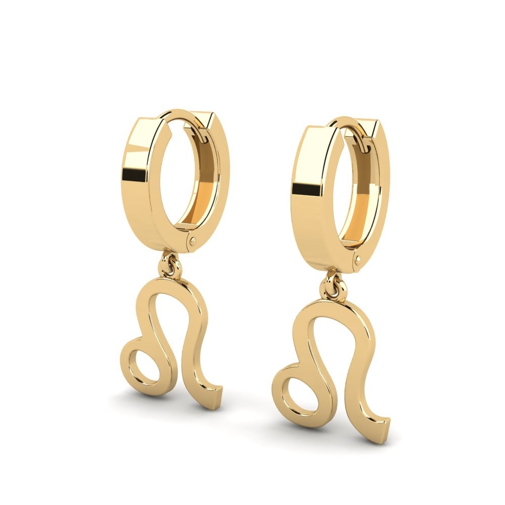 14k Oro Amarillo Pendientes Gaula - Leo