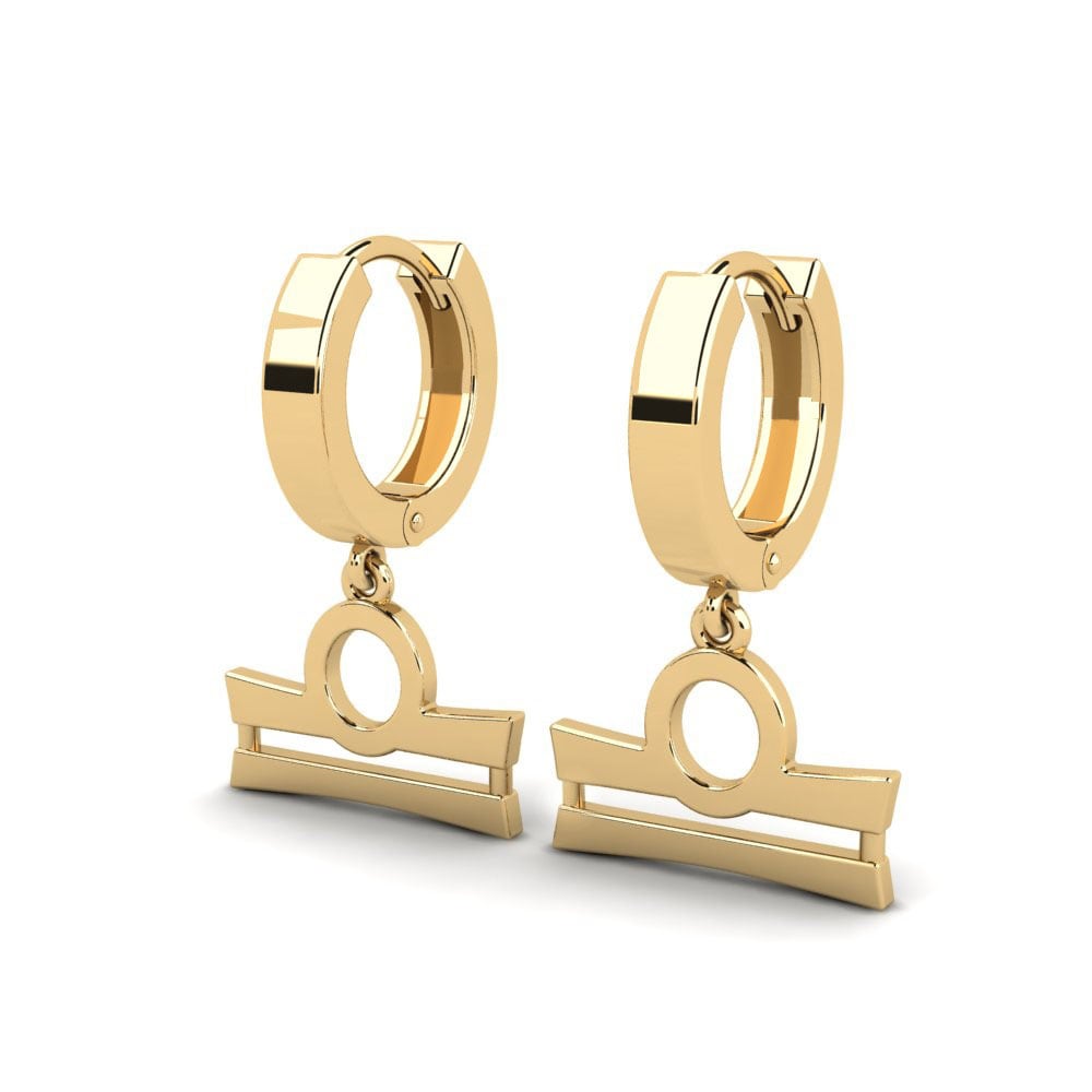 14k Oro Amarillo Pendientes Gaula - Libra