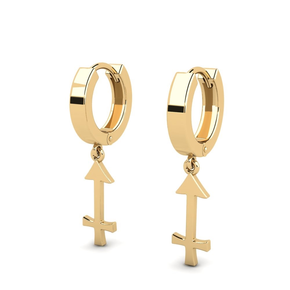 Or Jaune 585 Boucles D'oreilles Gaula - Sagittarius