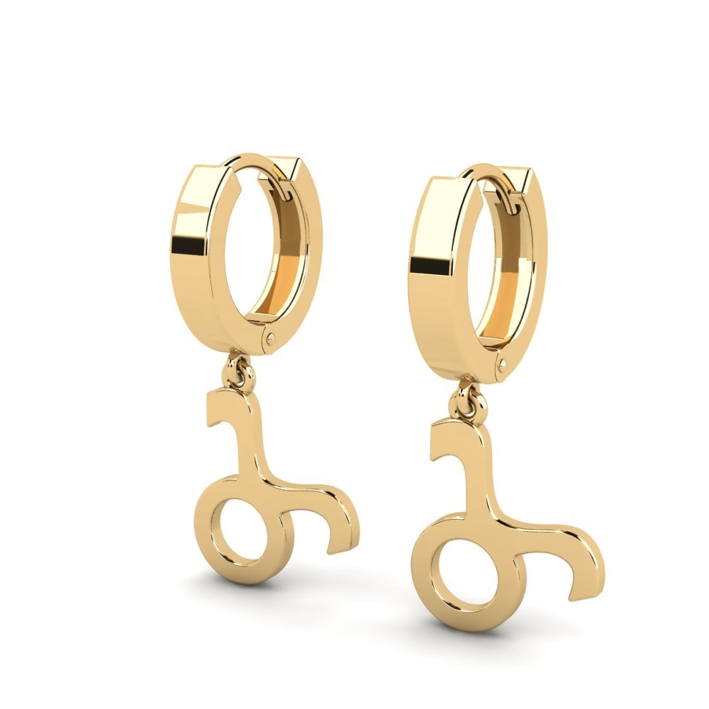 Or Jaune 585 Boucles D'oreilles Gaula - Taurus
