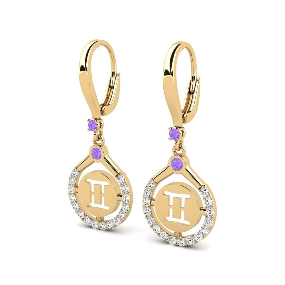 Améthyste Boucle d'oreille femme Poina - Gemini