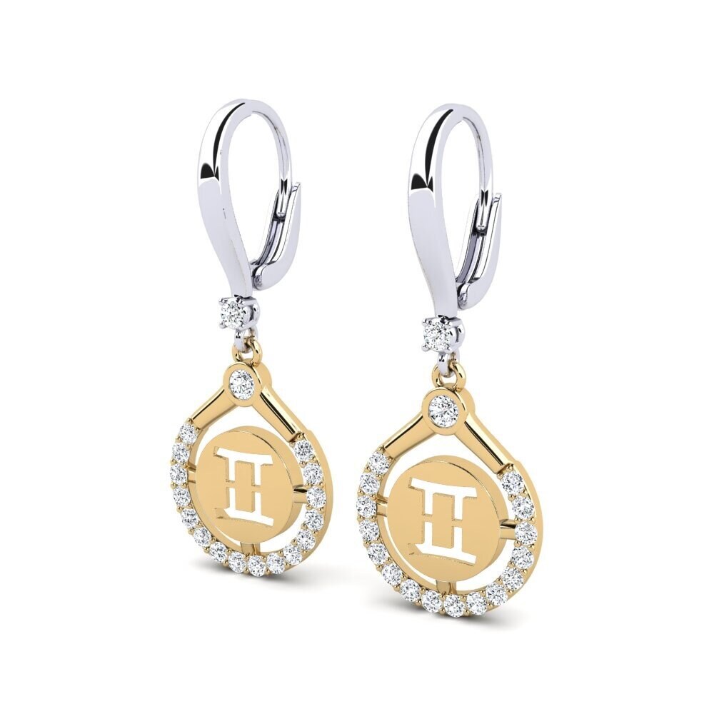 14ct White & Yellow Gold Women's Earring Poina - Gemini