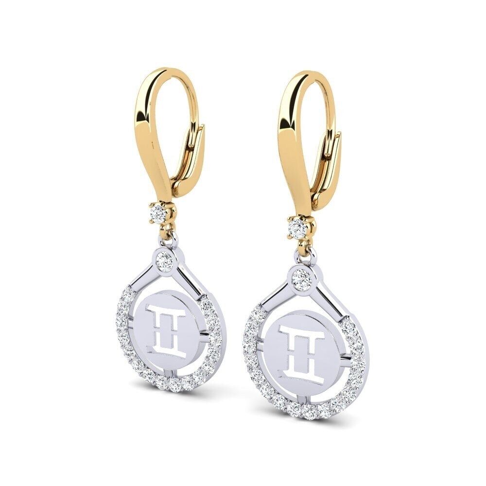 14ct Yellow & White Gold Women's Earring Poina - Gemini