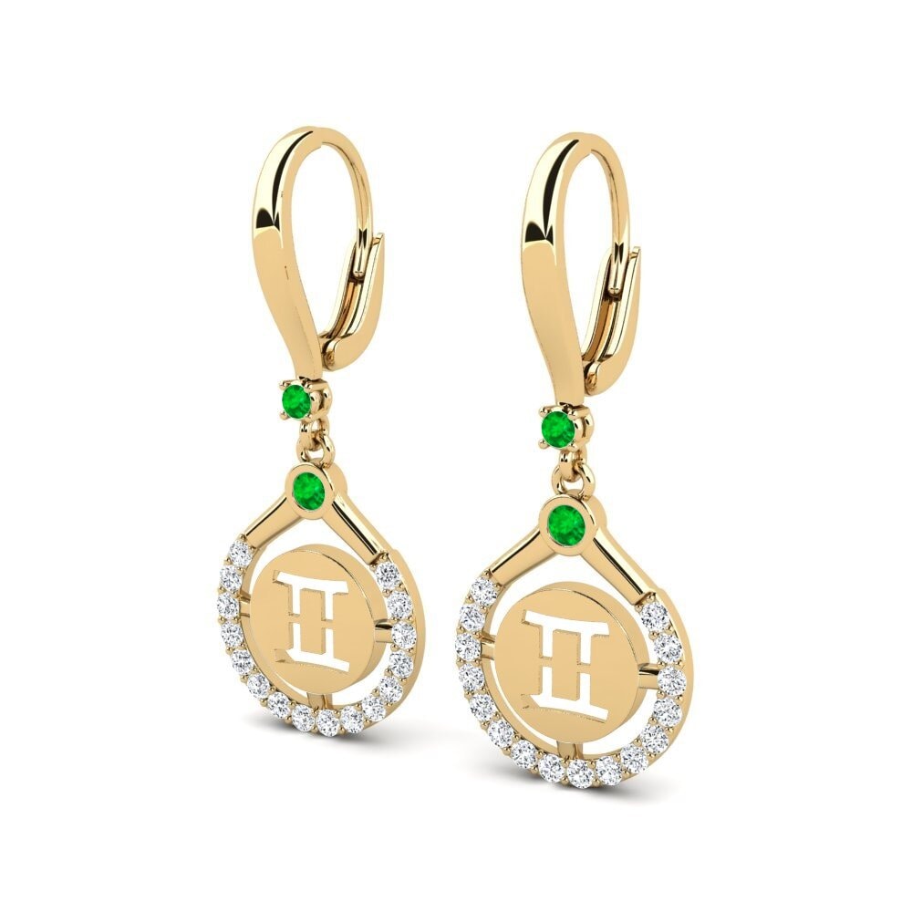 Émeraude Boucle d'oreille femme Poina - Gemini