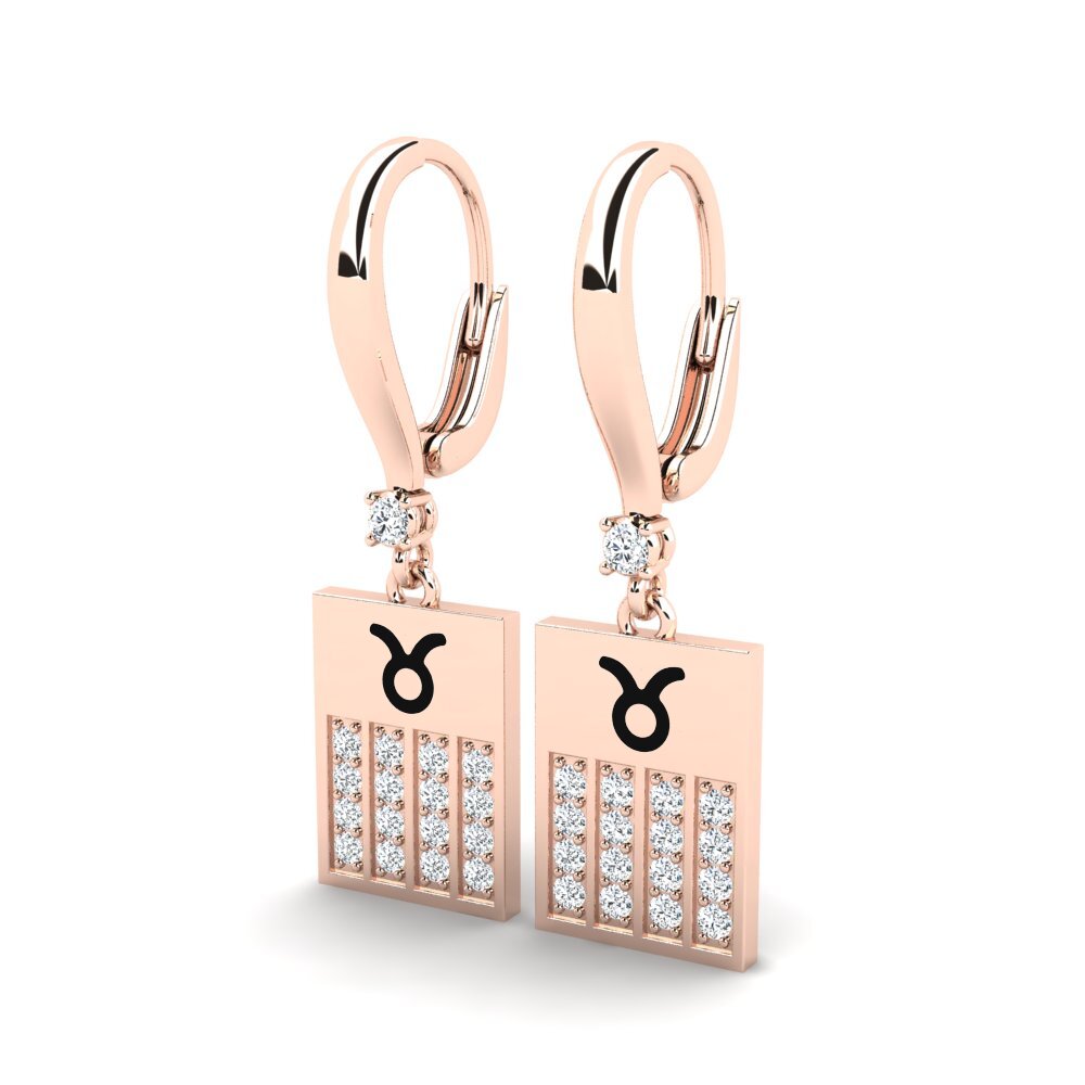 Or rose 585 Boucle d'oreille femme Twear - Taurus
