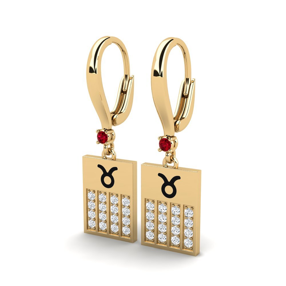 Zircone Rouge Boucle d'oreille femme Twear - Taurus
