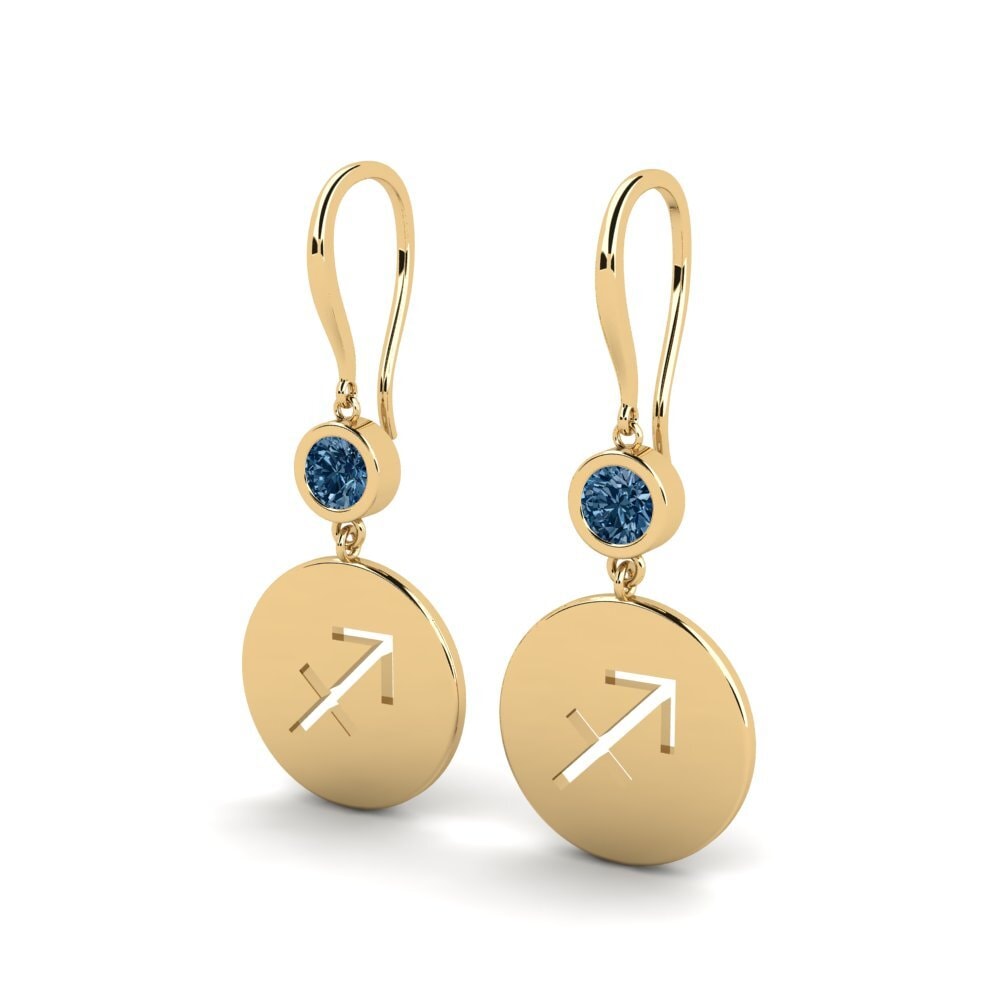 Diamant Bleu Boucle d'oreille femme Unweo - Sagittarius