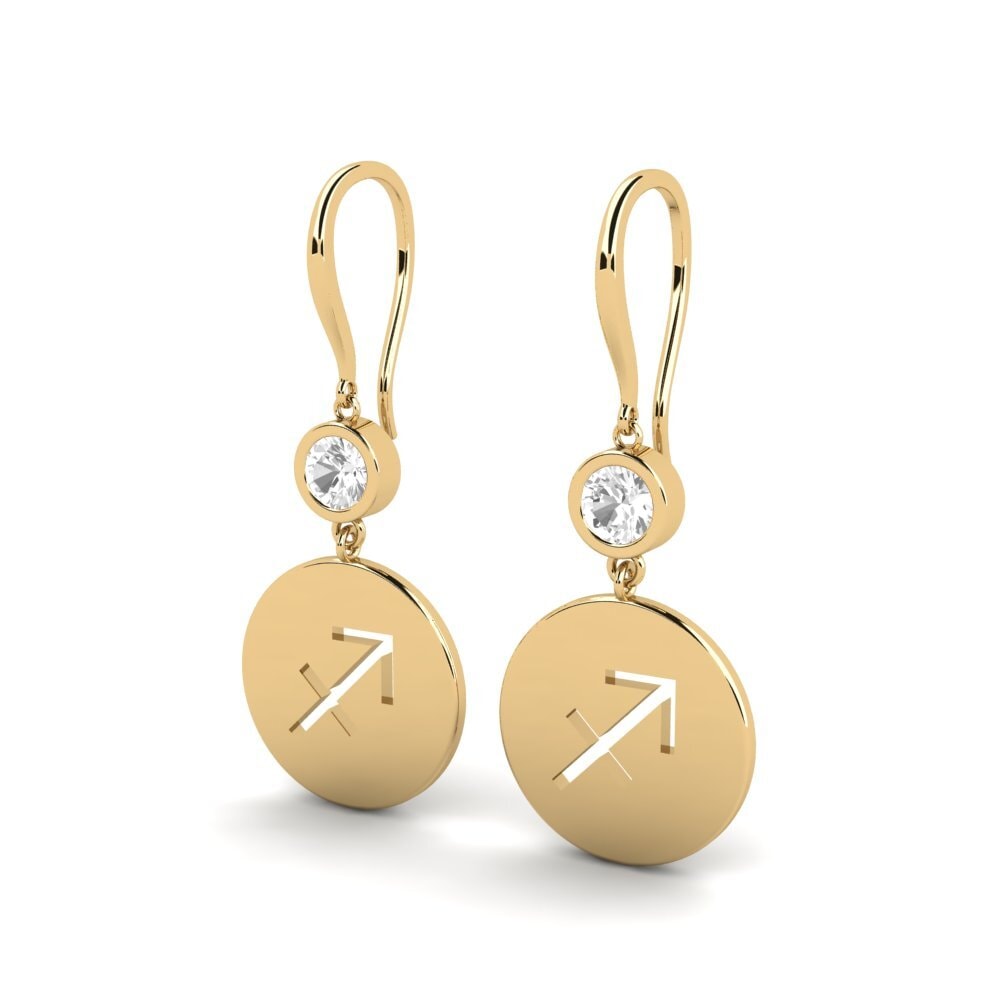 Saphir Blanc Boucle d'oreille femme Unweo - Sagittarius