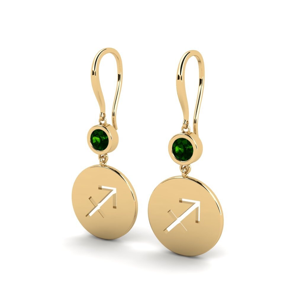 Green Tourmaline Women's Earring Unweo - Sagittarius