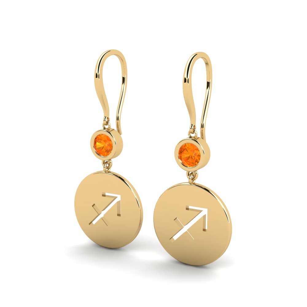 Saphir orange Boucle d'oreille femme Unweo - Sagittarius