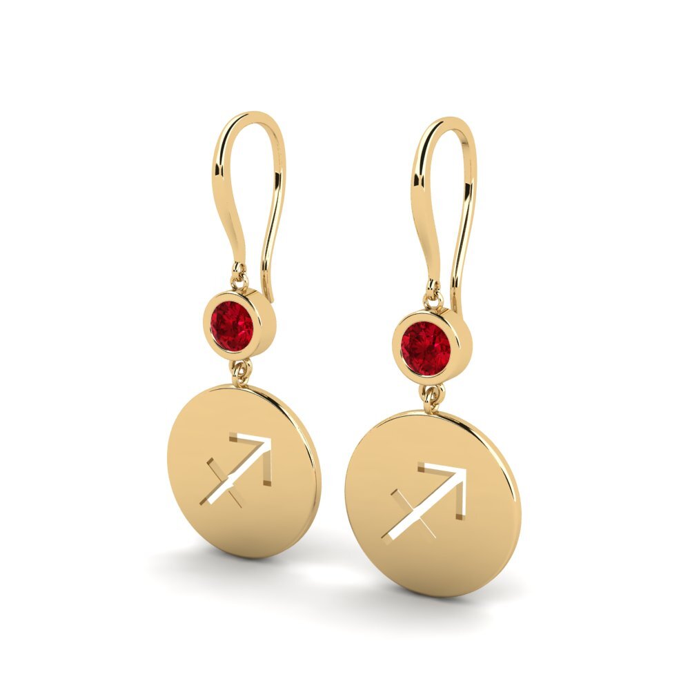 Red Zirconia Women's Earring Unweo - Sagittarius