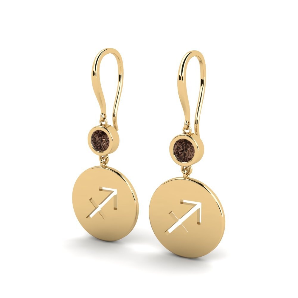 Smoky Quartz Women's Earring Unweo - Sagittarius