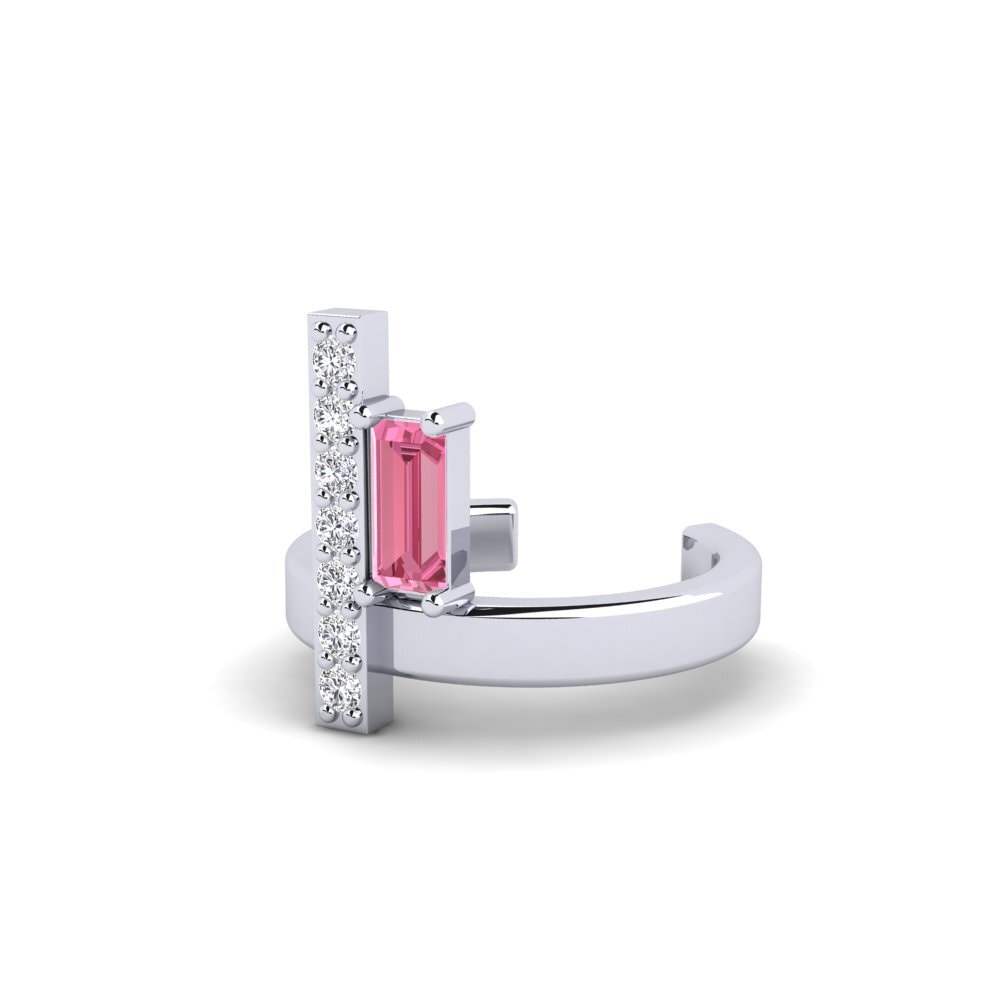 14k Oro Blanco Zafiro Rosado Aro oreja concha Brzina