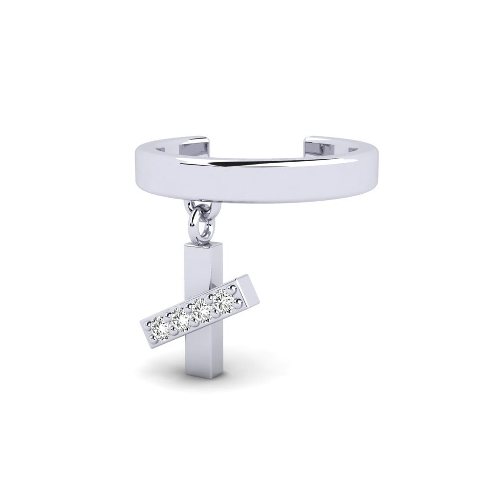 18k Oro Blanco Moissanita Aro oreja concha Miscare