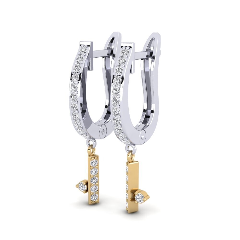 14k White & Yellow Gold Women's Earring Deinamig