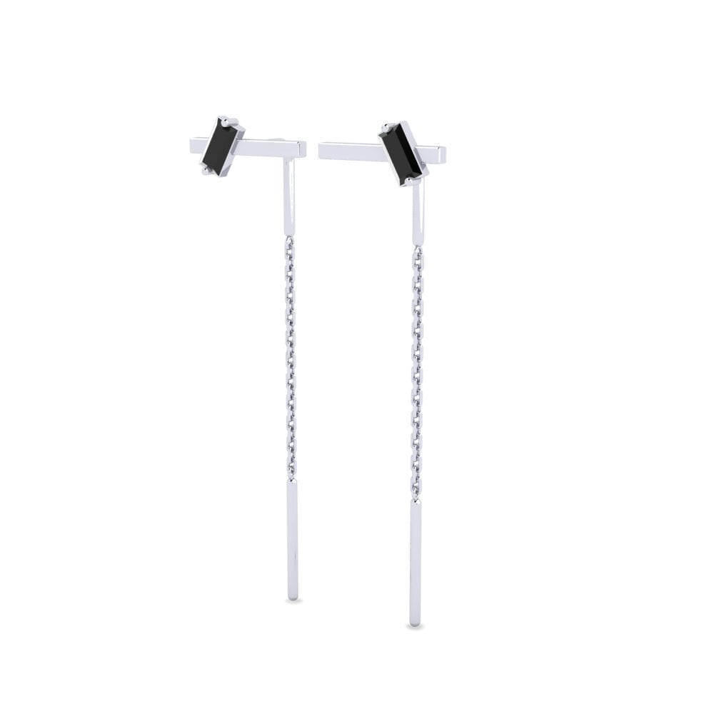 Oro Bianco 750 Diamante Nero Orecchino da donna Dinamica