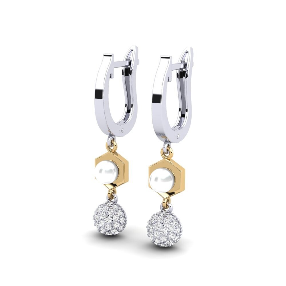 9ct White & Yellow Gold White sapphire Women's Earring Motuya