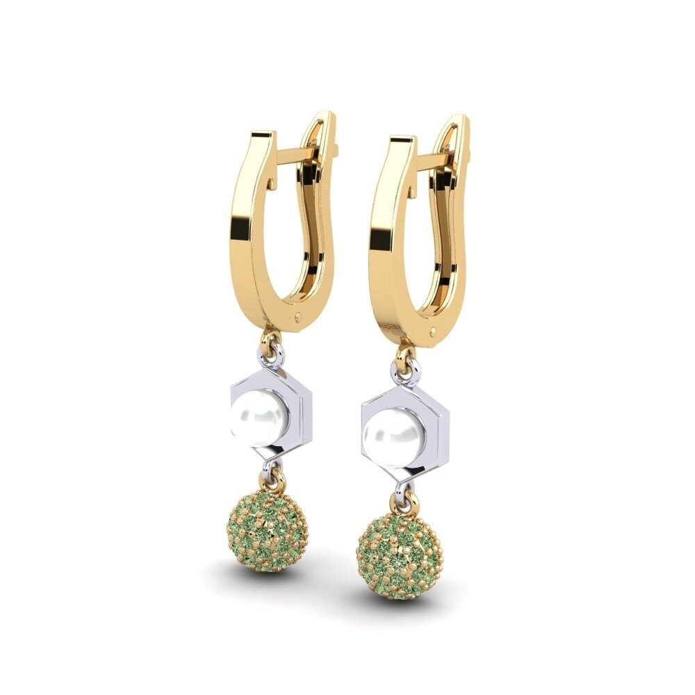 9ct Yellow & White Gold Green Diamond Women's Earring Motuya