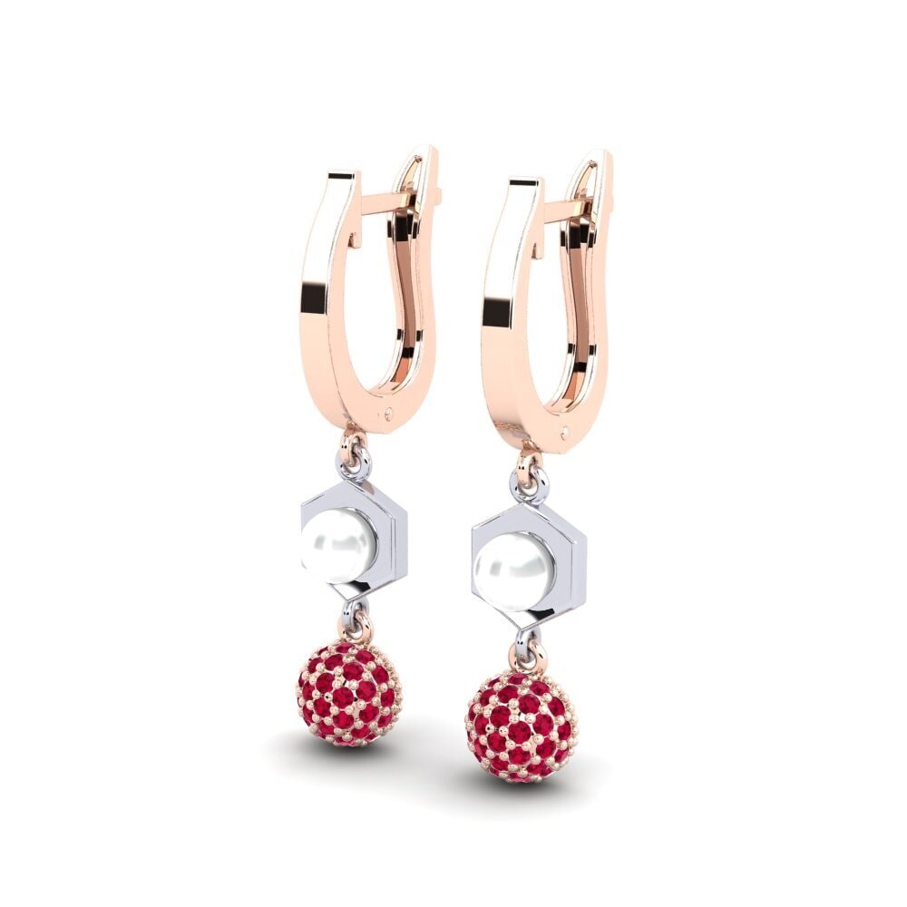 9k Oro Rosa & Blanco Rubí Pendiente de mujer Motuya