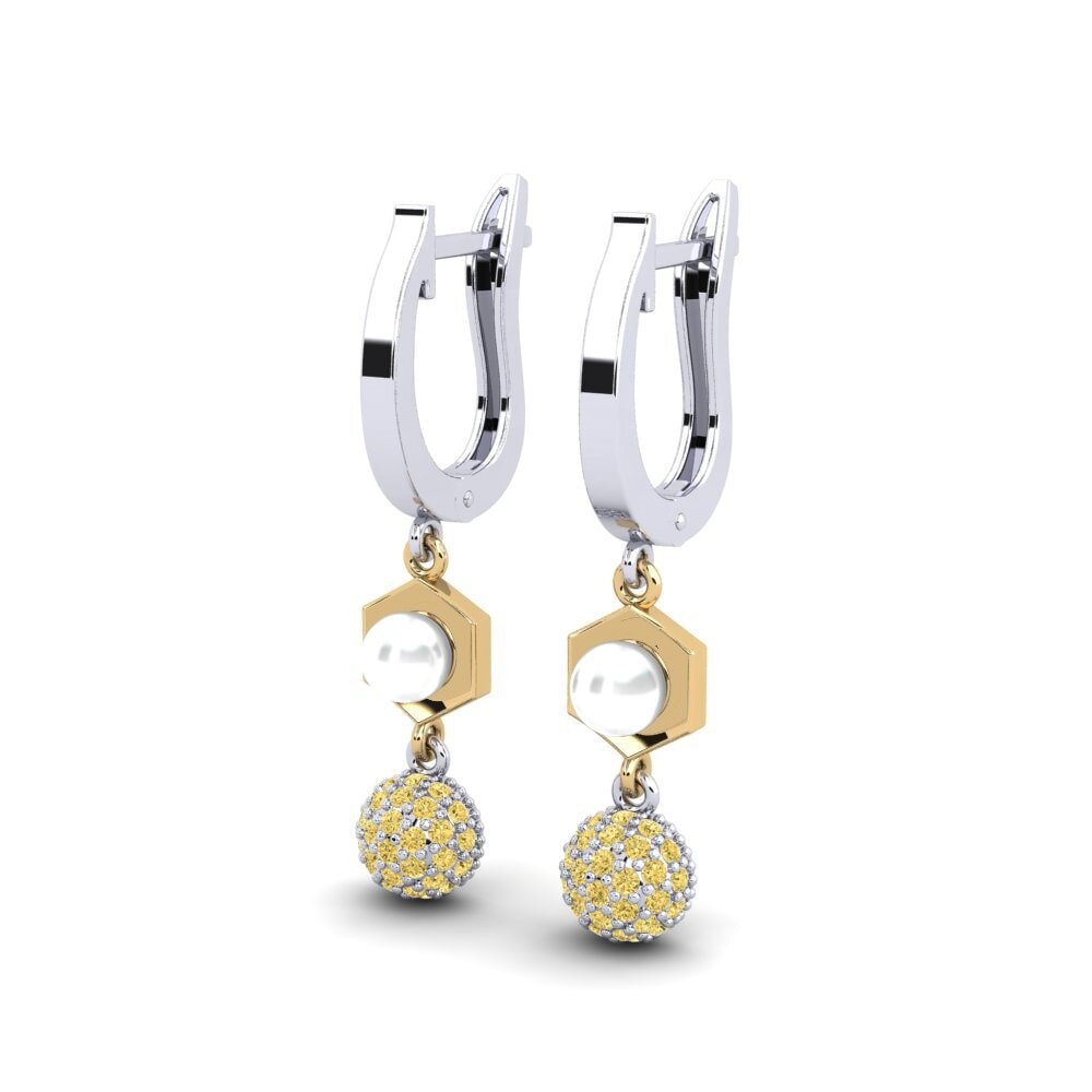 18ct White & Yellow Gold Yellow Diamond Women's Earring Motuya