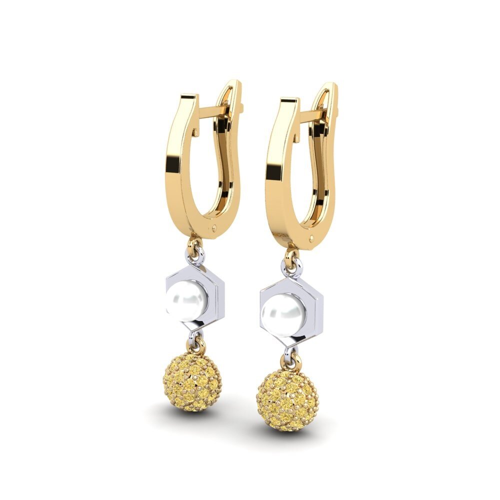 18ct Yellow & White Gold Yellow Diamond Women's Earring Motuya