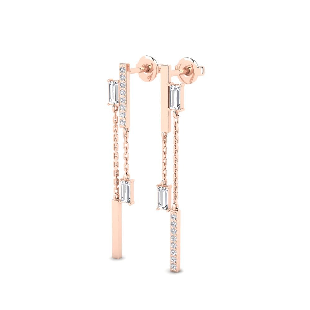 14k Oro Rosa Diamante cultivado en laboratorio Pendiente de mujer Linha