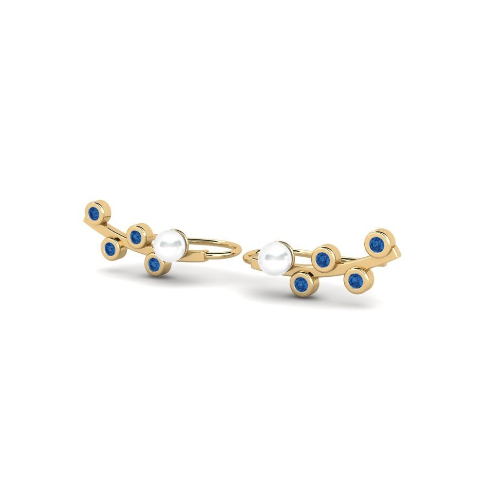 Zircônia azul escuro Brincos Feminino Perlas