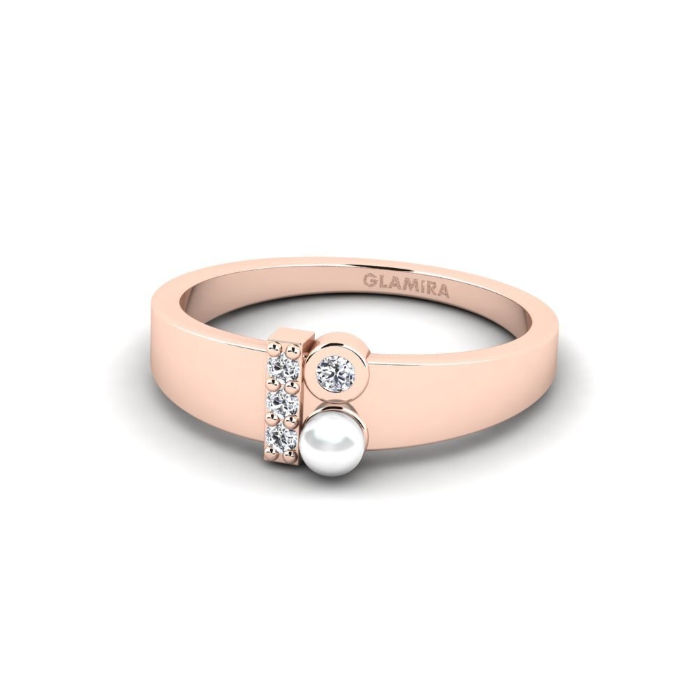14k Oro Rosa Anillo Perlau