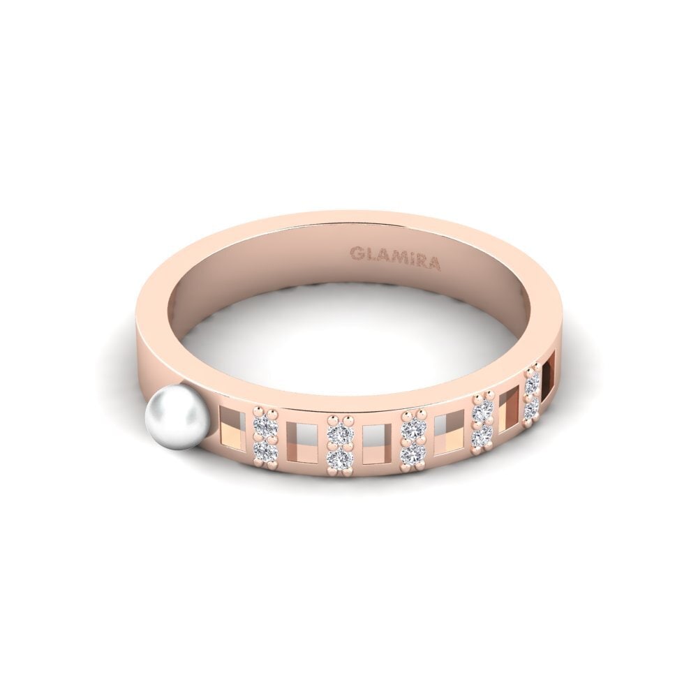 14k Oro Rosa Anillo Perler