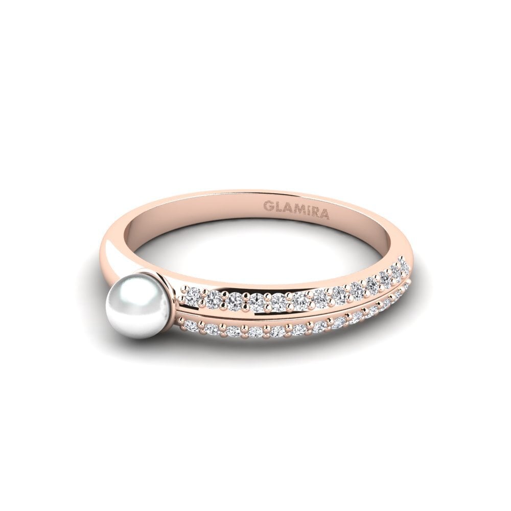 14k Oro Rosa Anillo Perles