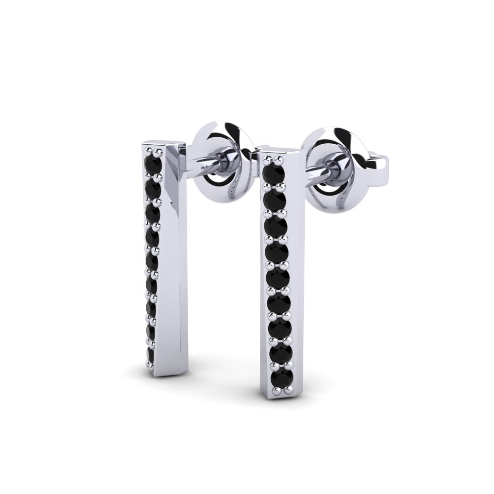 14k Oro Blanco Zafiro negro Pendiente de mujer Bagian