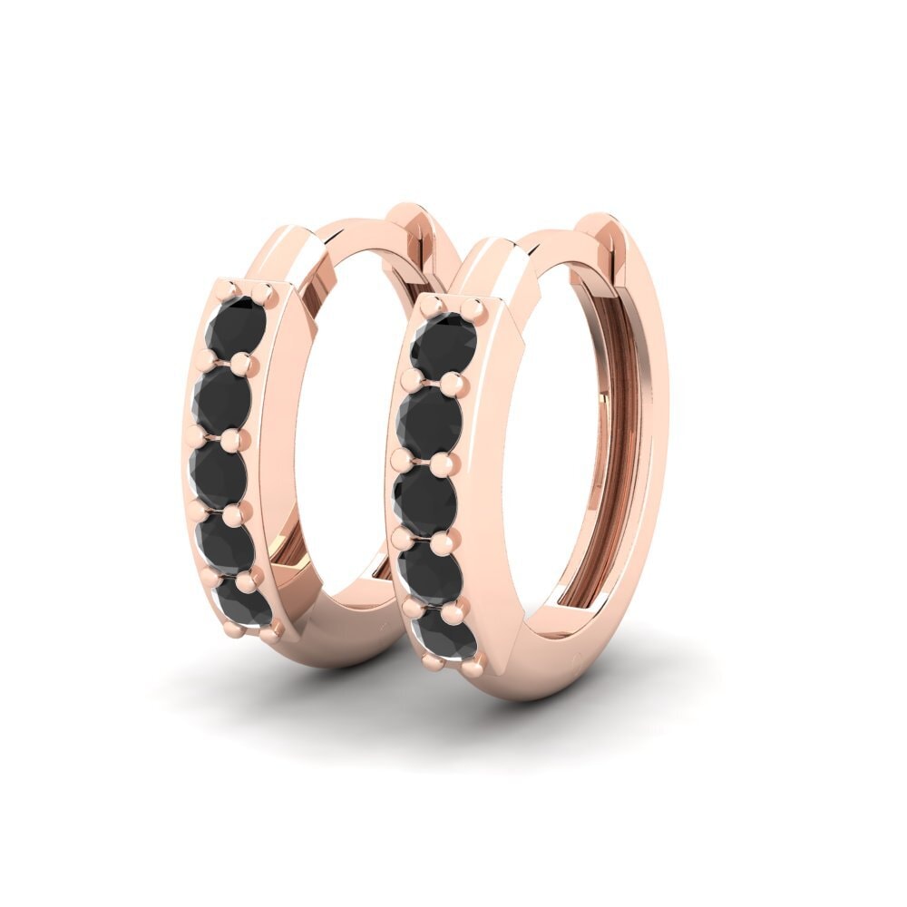 14ct Rose Gold Black Sapphire Women's Earring Sumorot