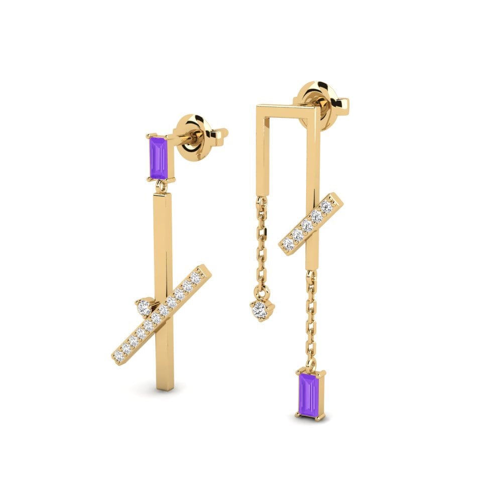 Amethyst Damen ohrring Luas - SET