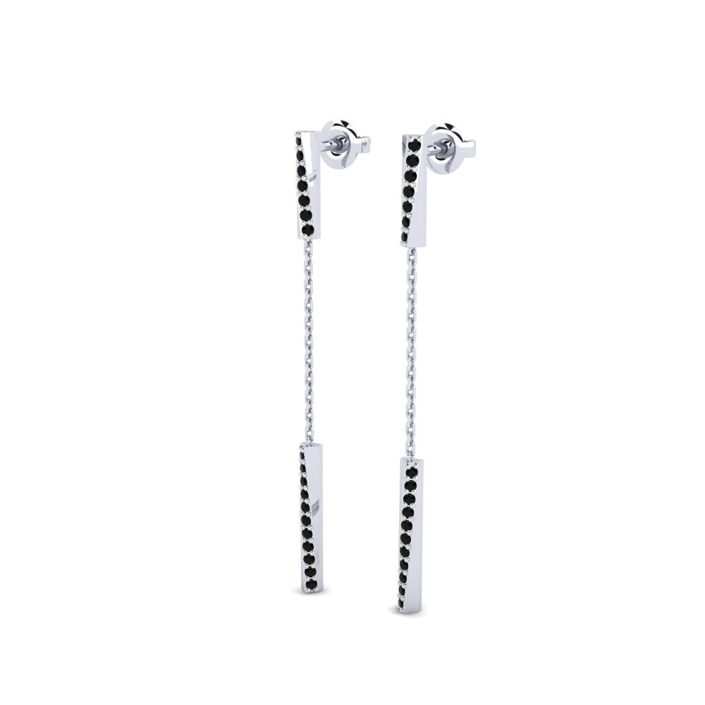 9ct White Gold Black Diamond Women's Earring Maendeleo