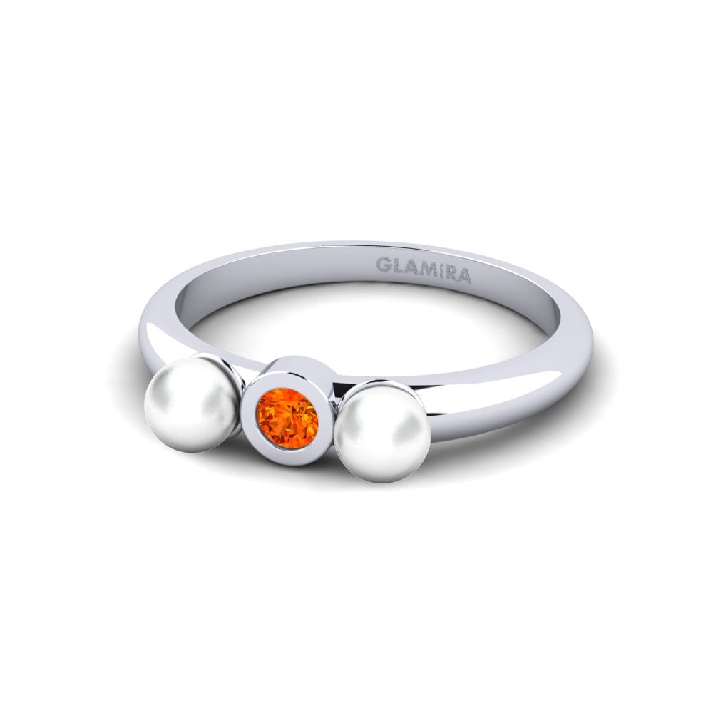 950 Platinum Orange Sapphire Ring Maparera