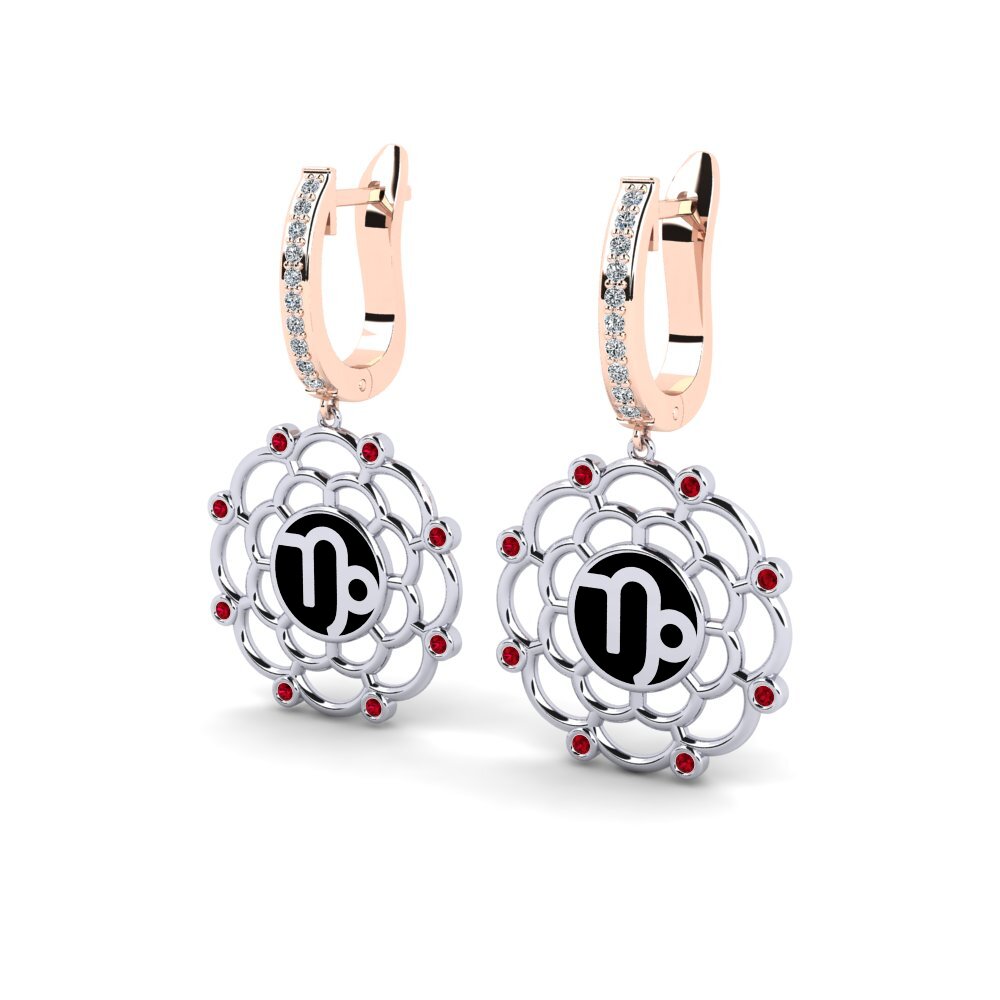 Red Zirconia Women's Earring Buxi - Capricorn