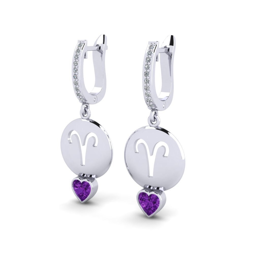 Amethyst Women's Earring Nebug - Aries