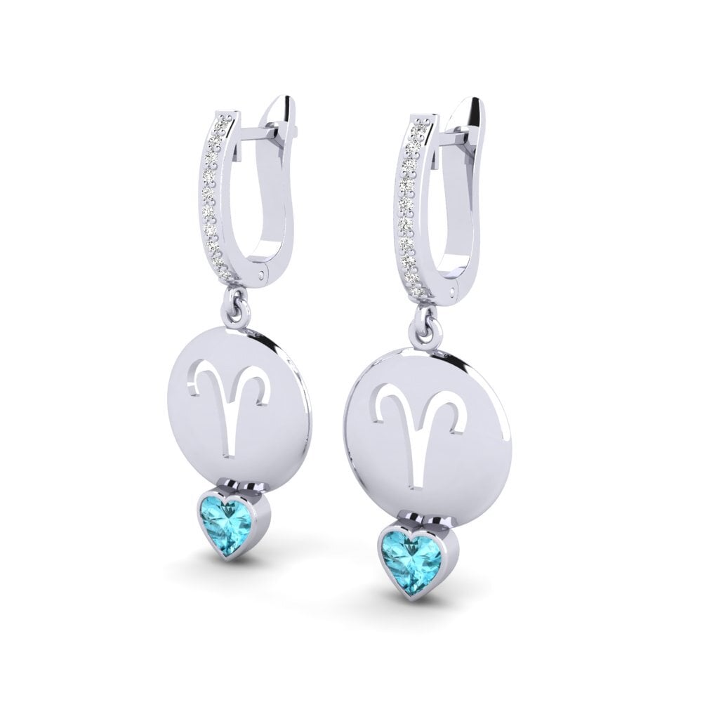 Zircon Bleu Boucle d'oreille femme Nebug - Aries