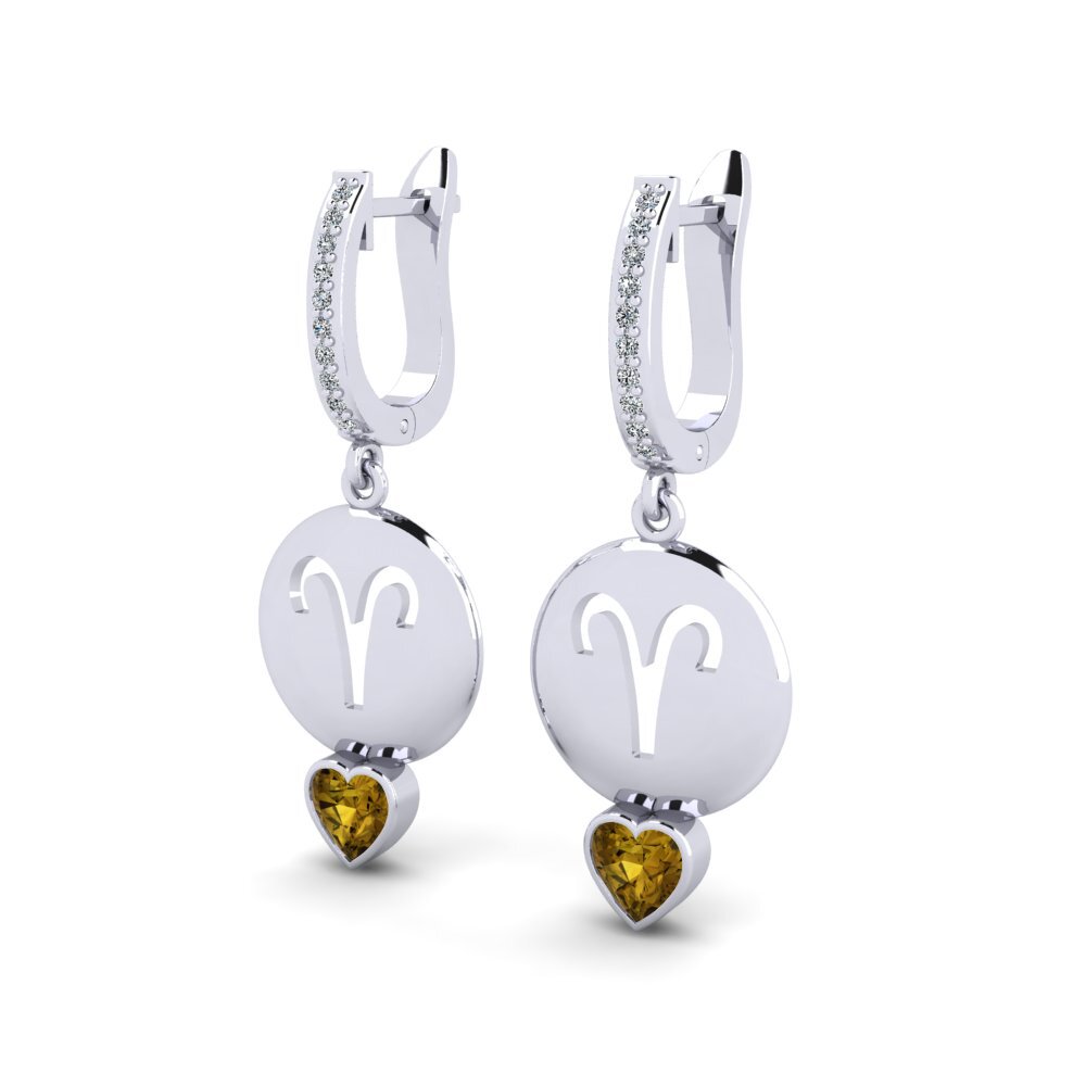 Brown Zircon Women's Earring Nebug - Aries