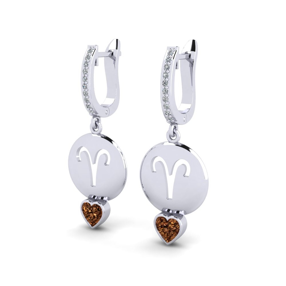 Brown Diamond Women's Earring Nebug - Aries