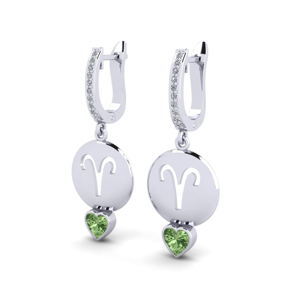 Green Sapphire Women's Earring Nebug - Aries