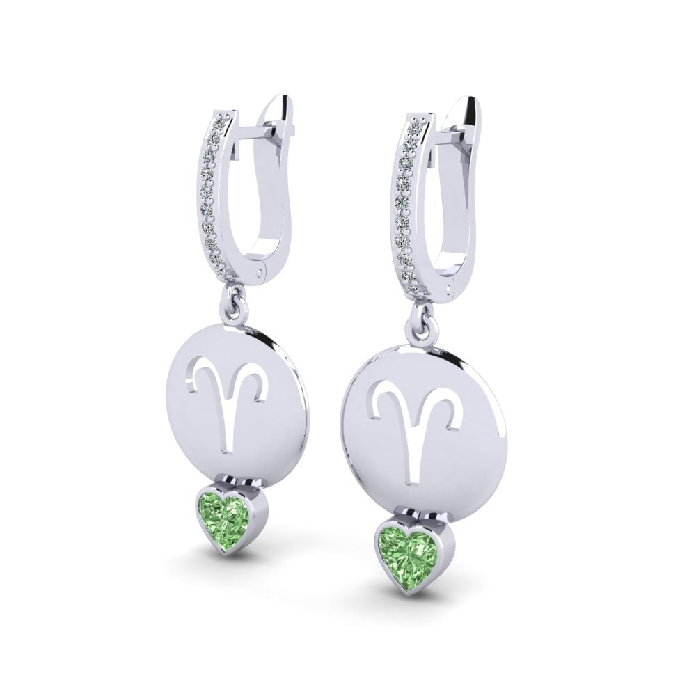 Green Diamond Women's Earring Nebug - Aries