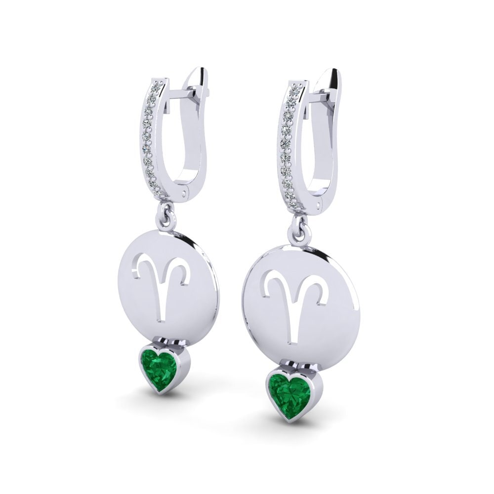Emerald (Lab Created) Women's Earring Nebug - Aries