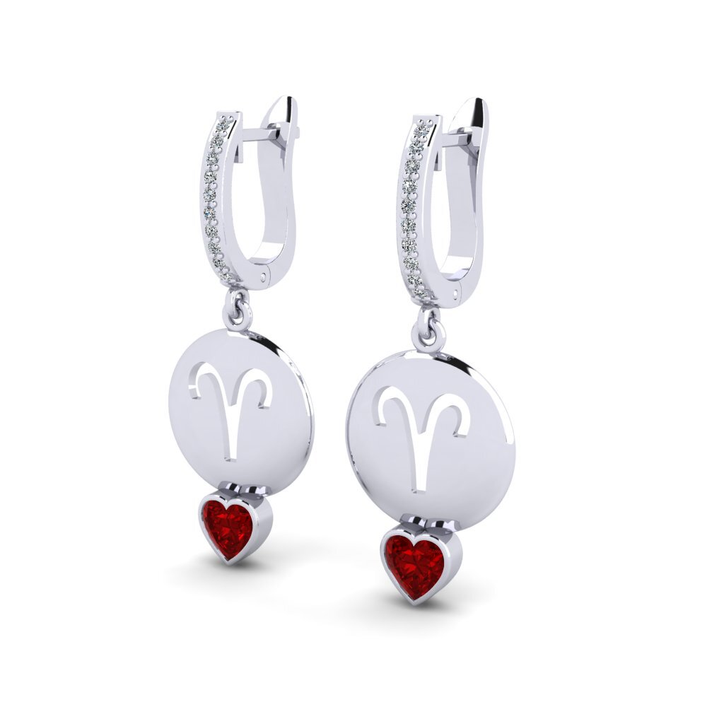 Ruby (Lab Created) Women's Earring Nebug - Aries