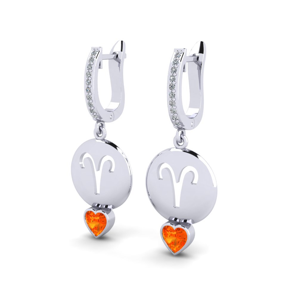 Orange Sapphire Women's Earring Nebug - Aries