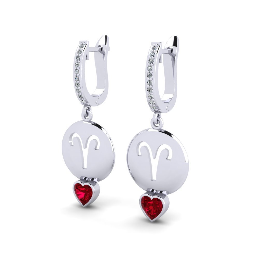 Red Zirconia Women's Earring Nebug - Aries