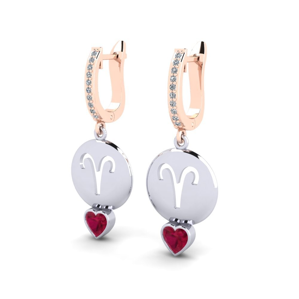14ct Rose & White Gold Women's Earring Nebug - Aries
