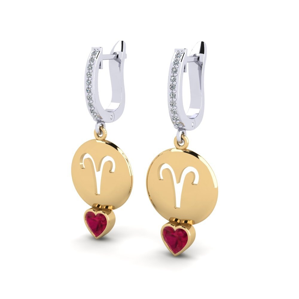 14ct White & Yellow Gold Women's Earring Nebug - Aries