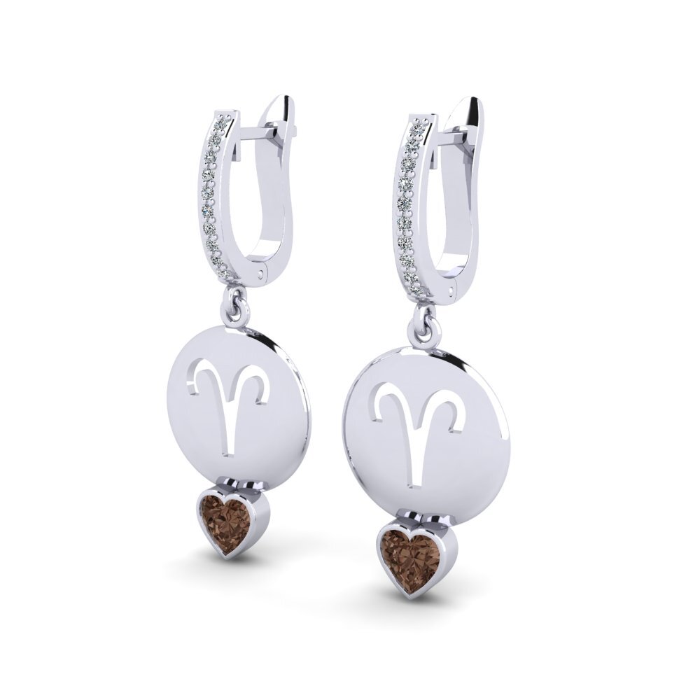 Smoky Quartz Women's Earring Nebug - Aries
